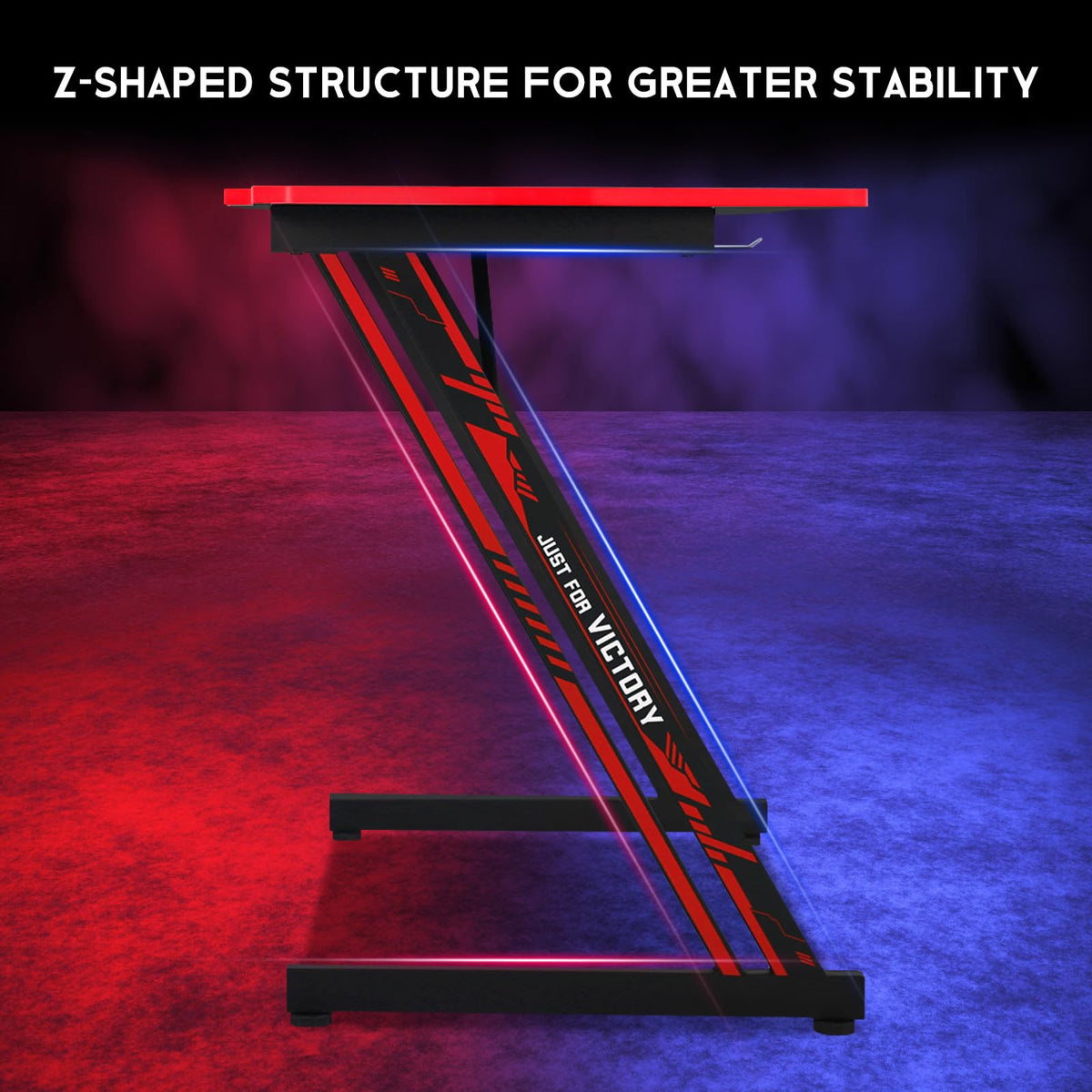 47 Inch Z Shaped Gaming Desk with Headphone Hook L335026
