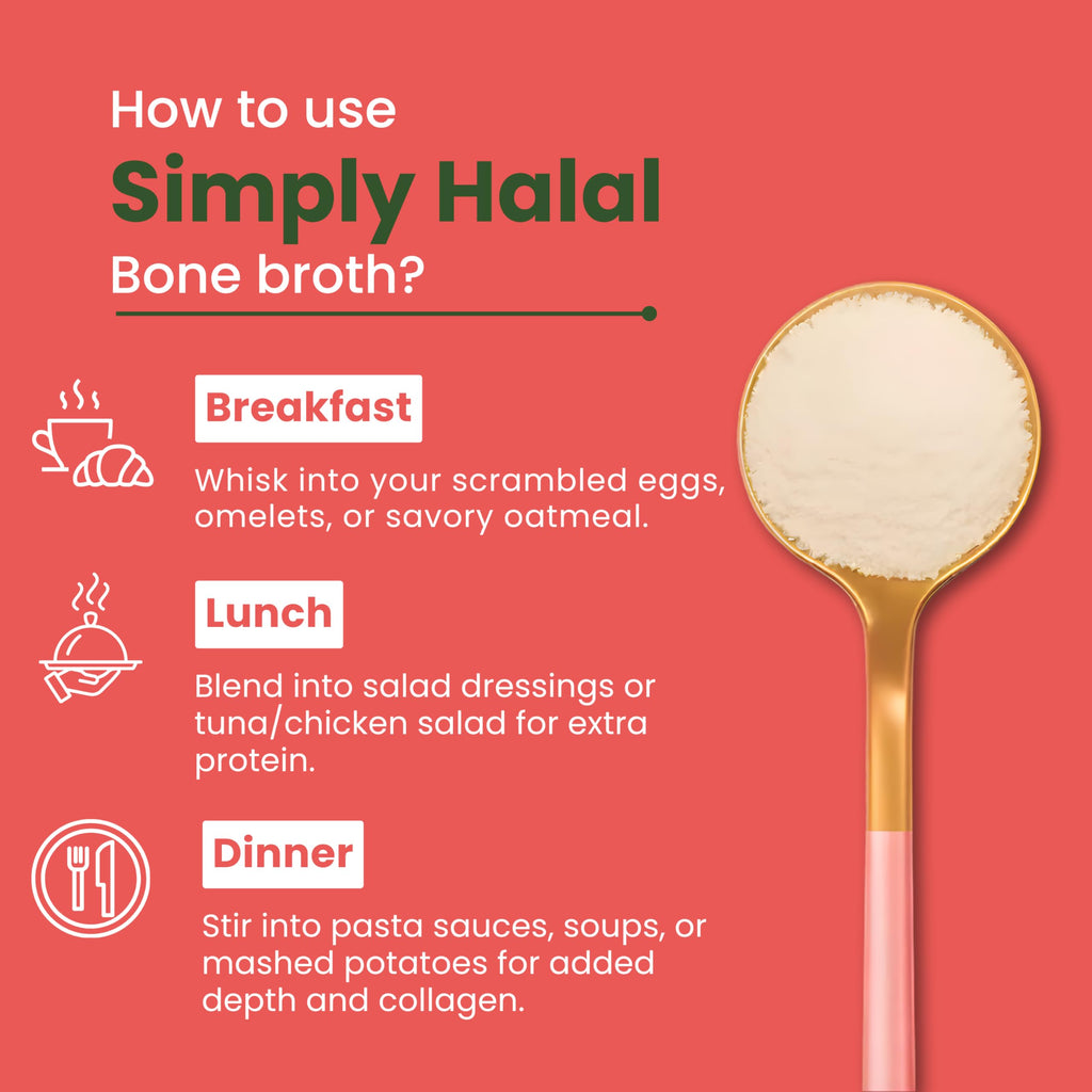 Halal Bone Broth Protein Powder, Grass-Fed Hydrolyzed Collagen, 25 Servings 16 Oz J808613