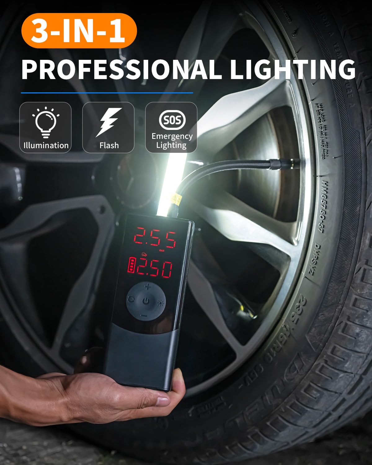 Portable Air Compressor 150 PSI with LED Light T8461