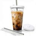24 oz BPA-Free Double-Wall Insulated Plastic Tumbler with Lid and Straw H526