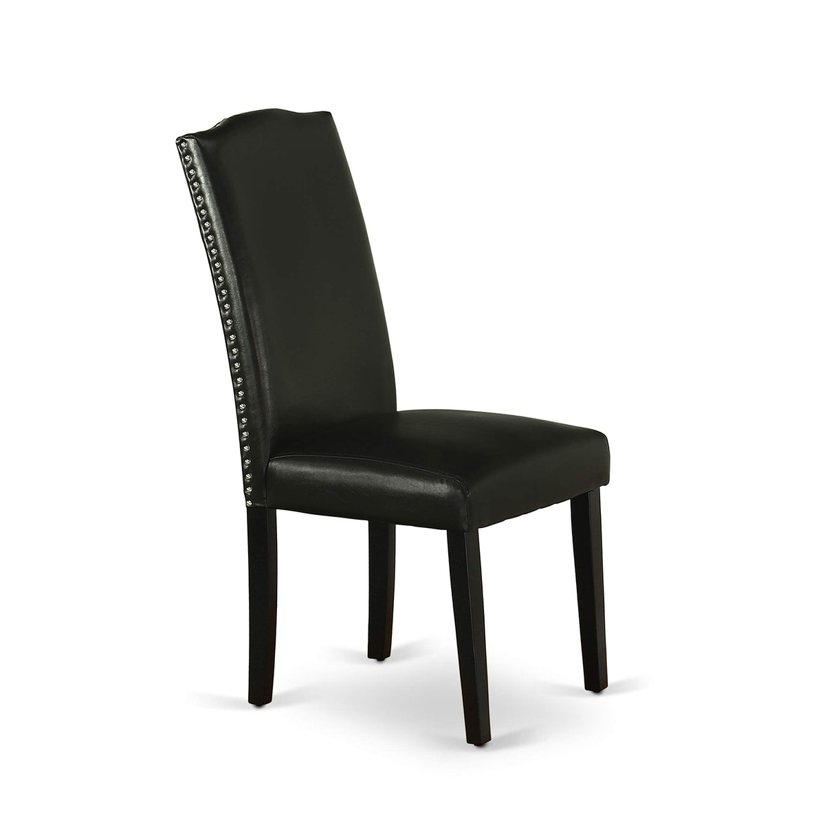 Black Faux Leather Padded Dining Chairs Set of 2 S20749