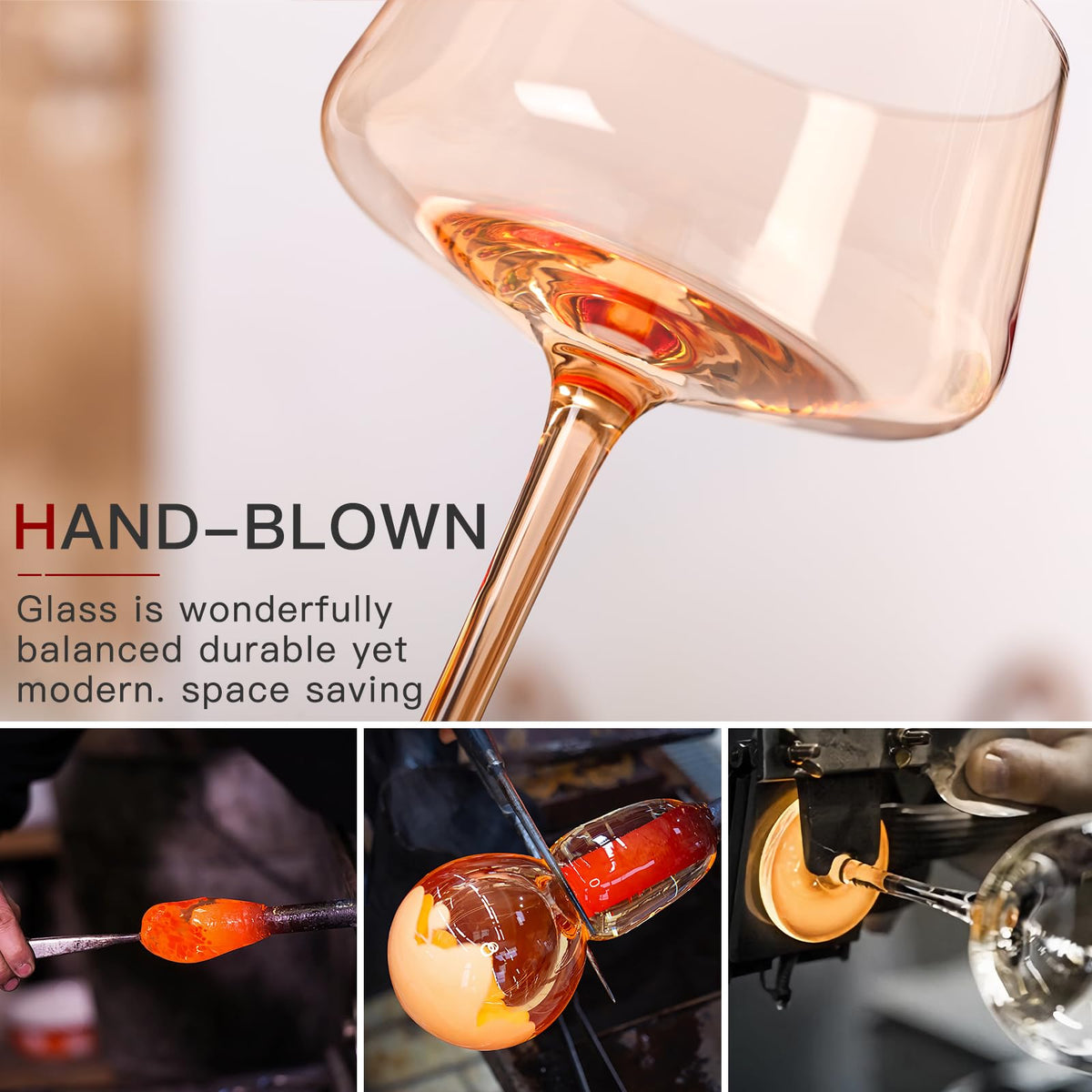 Hand Blown Colored Coupe Glasses Set of 6 M22351