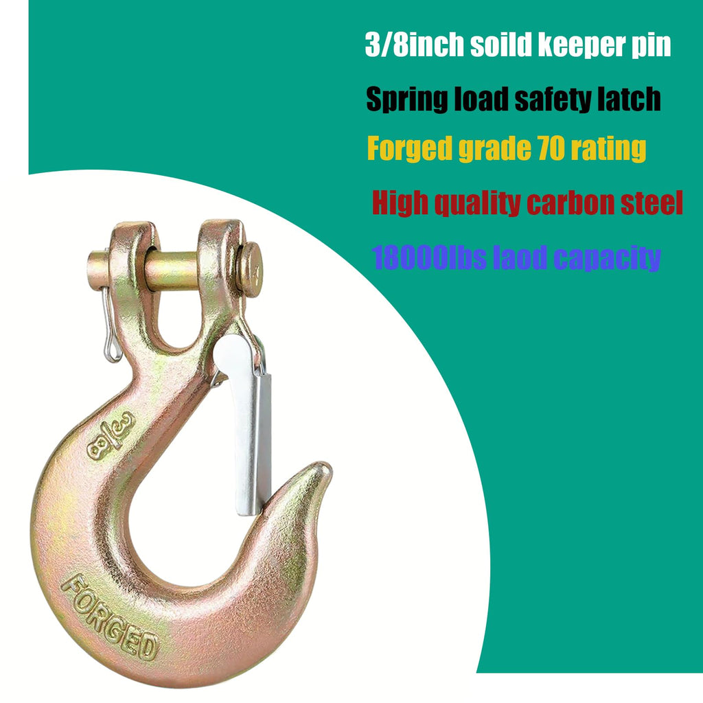 3/8" Clevis Slip Hooks with Safety Latch, 4PCS Heavy Duty C280
