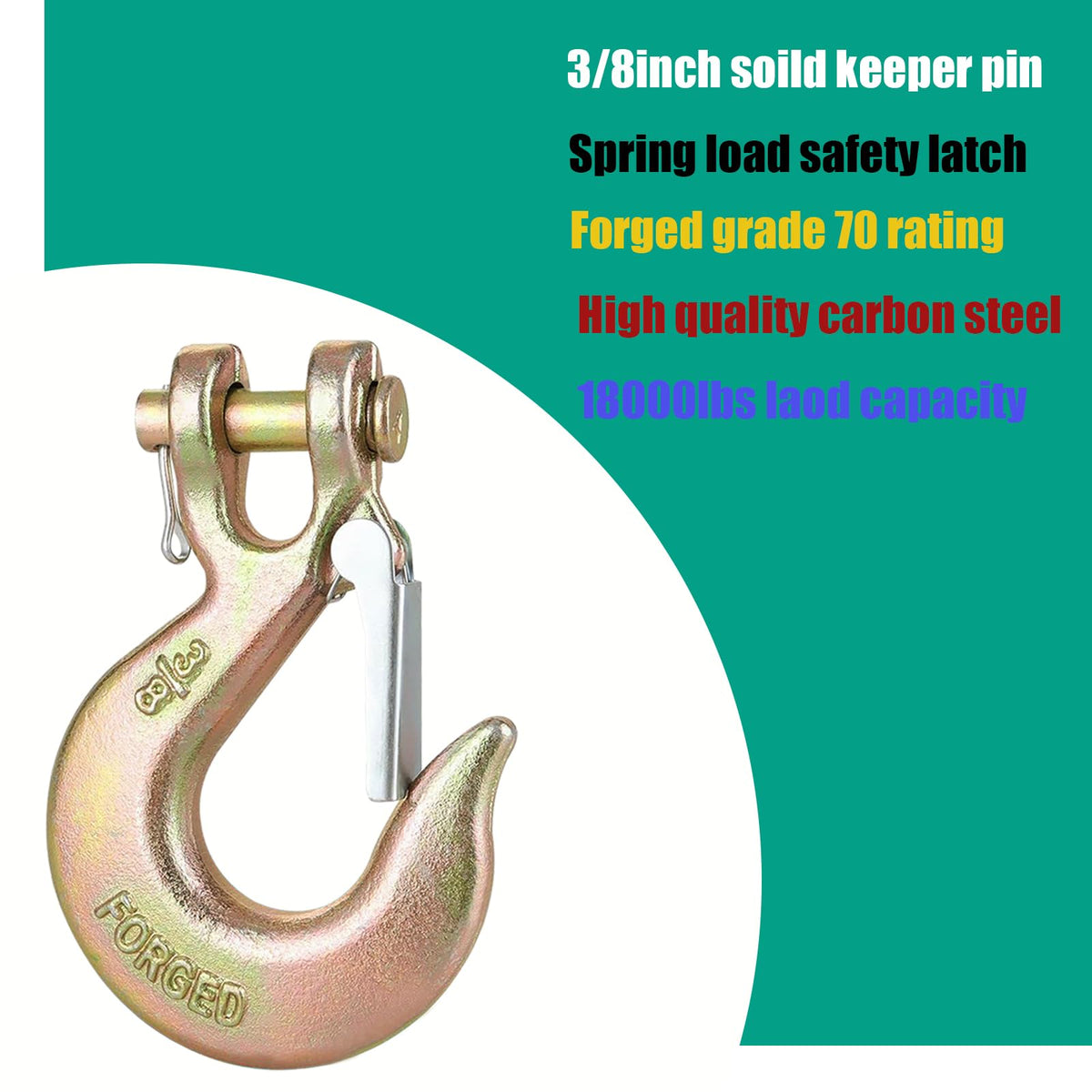 3/8" Clevis Slip Hooks with Safety Latch, 4PCS Heavy Duty C280