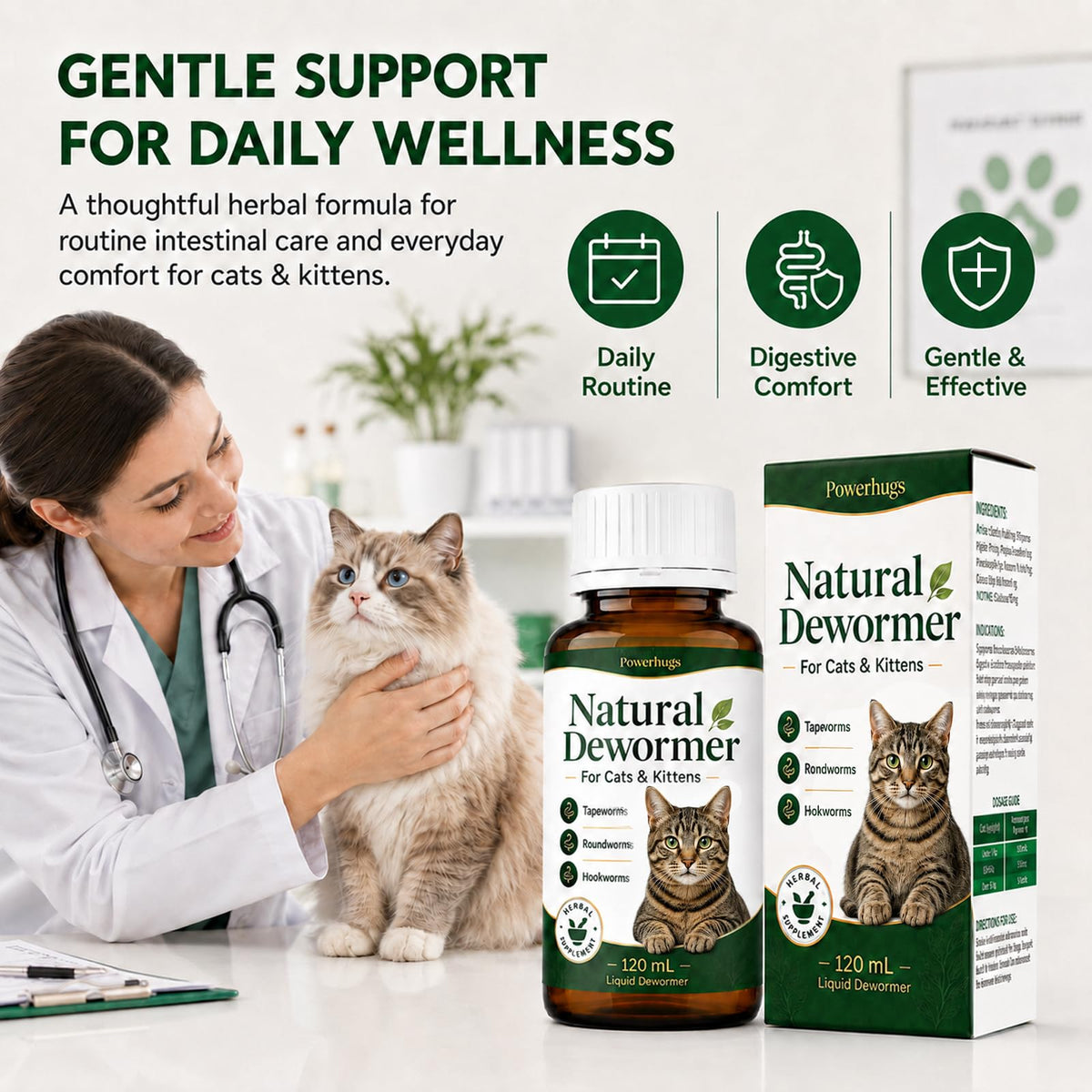 Broad Spectrum Cat Dewormer for Tapeworm, Roundworm & Hookworm C9208
