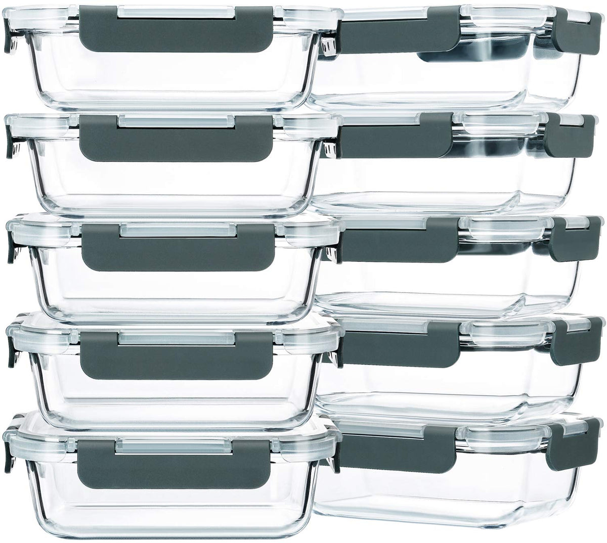 10 Pack 22 oz Glass Food Storage Containers with Lids A11274