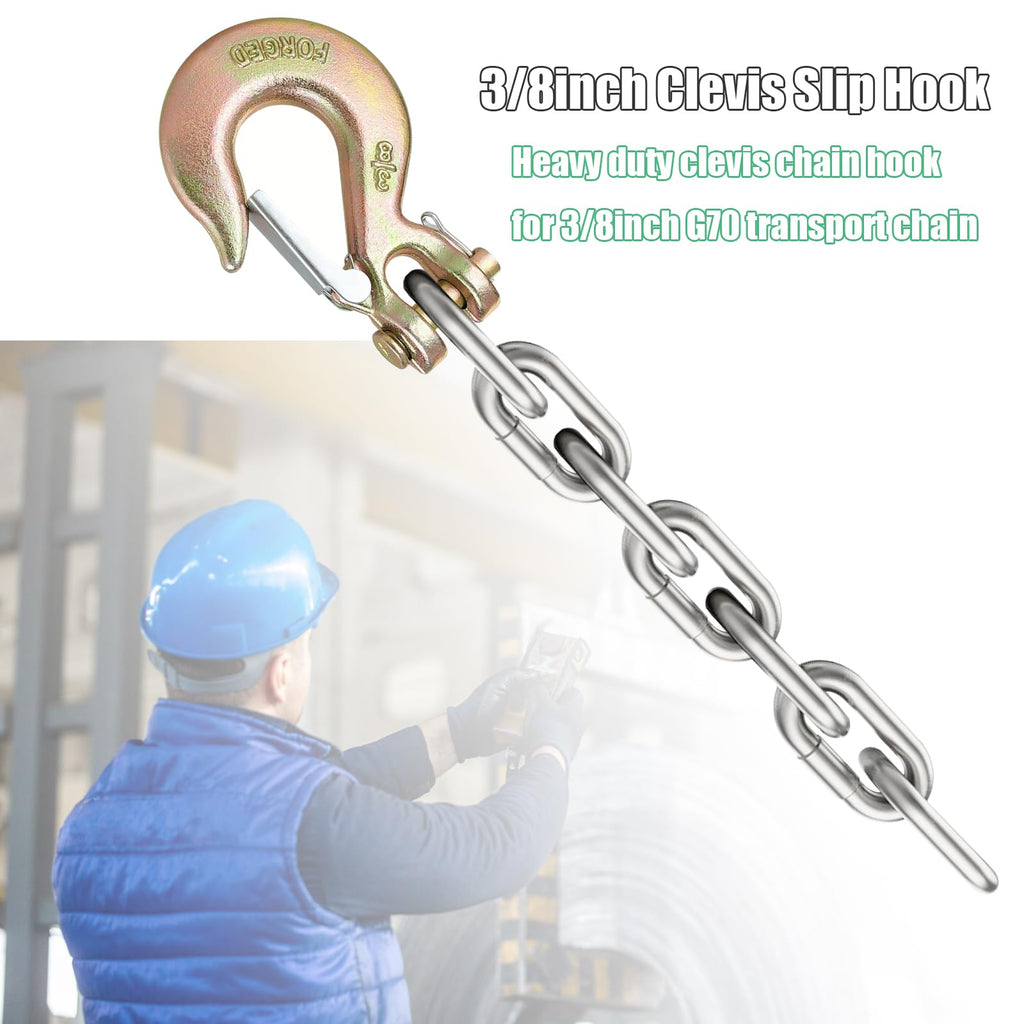 3/8" Clevis Slip Hooks with Safety Latch, 4PCS Heavy Duty C280