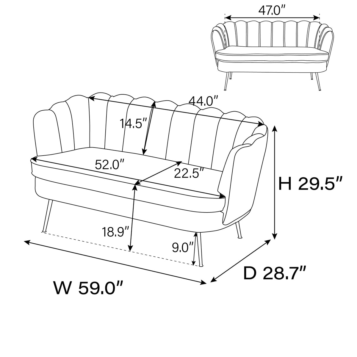 Light Gray Small Loveseat Sofa G860