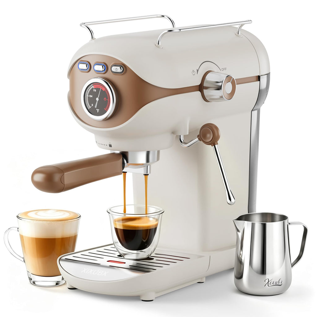 White Compact Espresso Machine with Milk Frother J625303