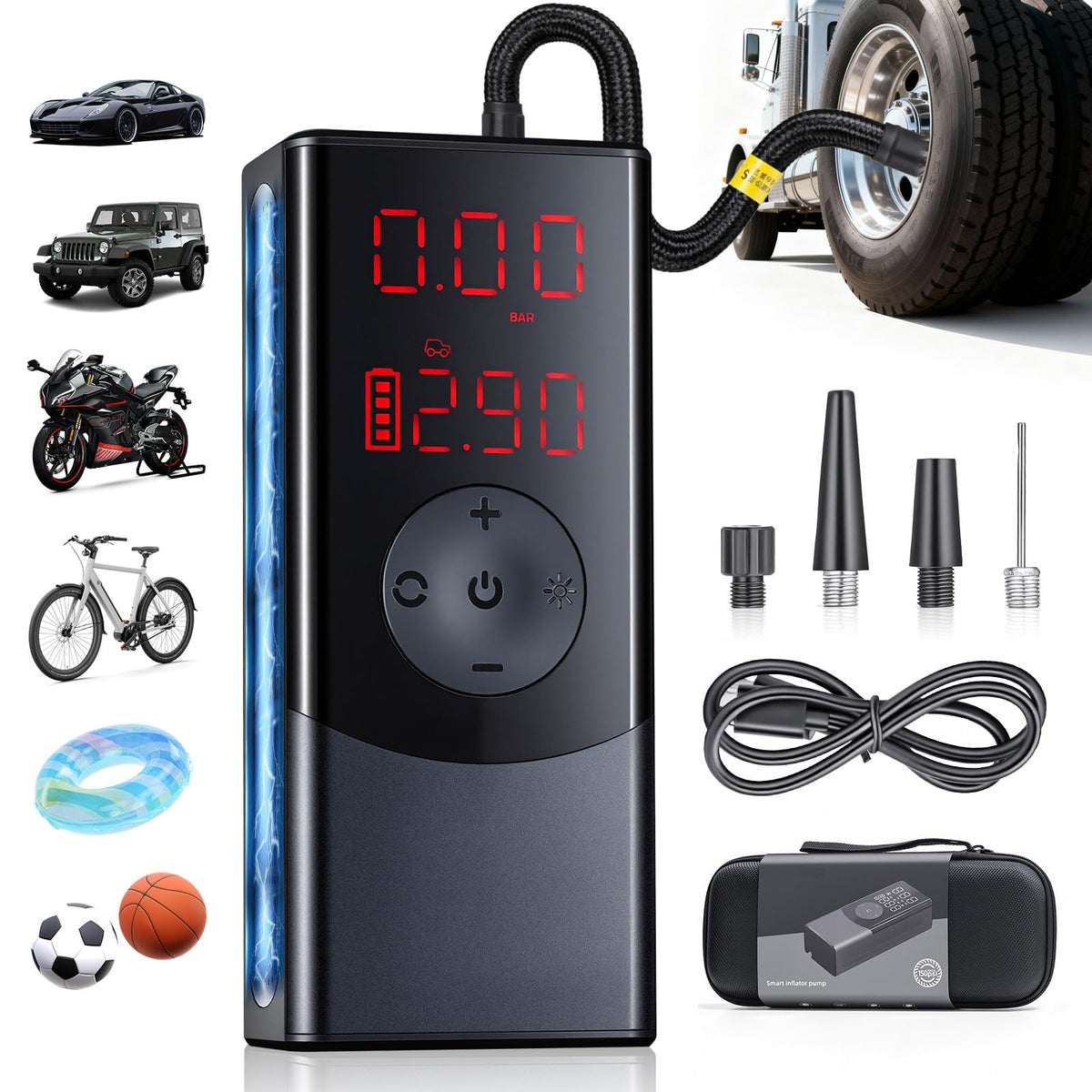 Portable Air Compressor 150 PSI with LED Light T8461