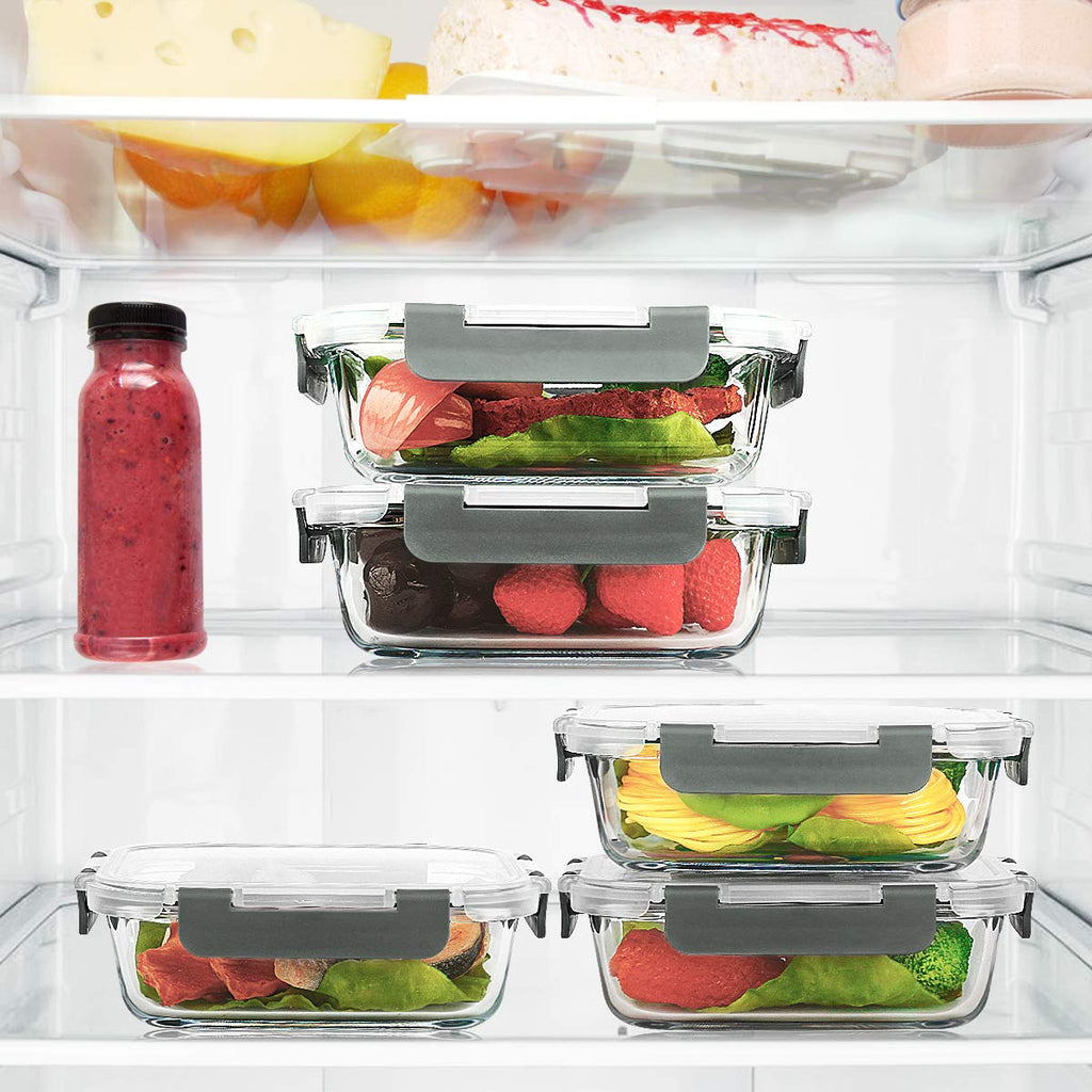 10 Pack 22 oz Glass Food Storage Containers with Lids A11274