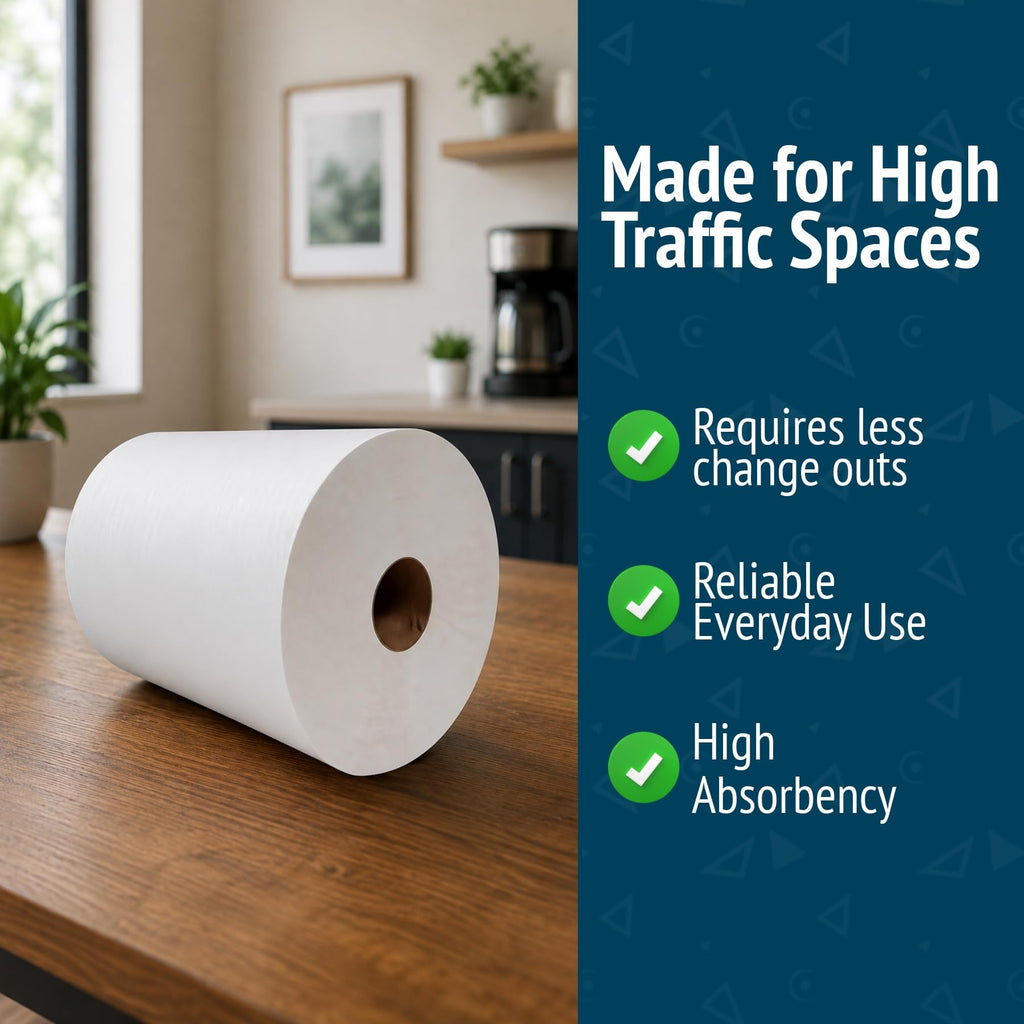 White 10 Inch Paper Towel Dispenser Refill, 6 Rolls P445063