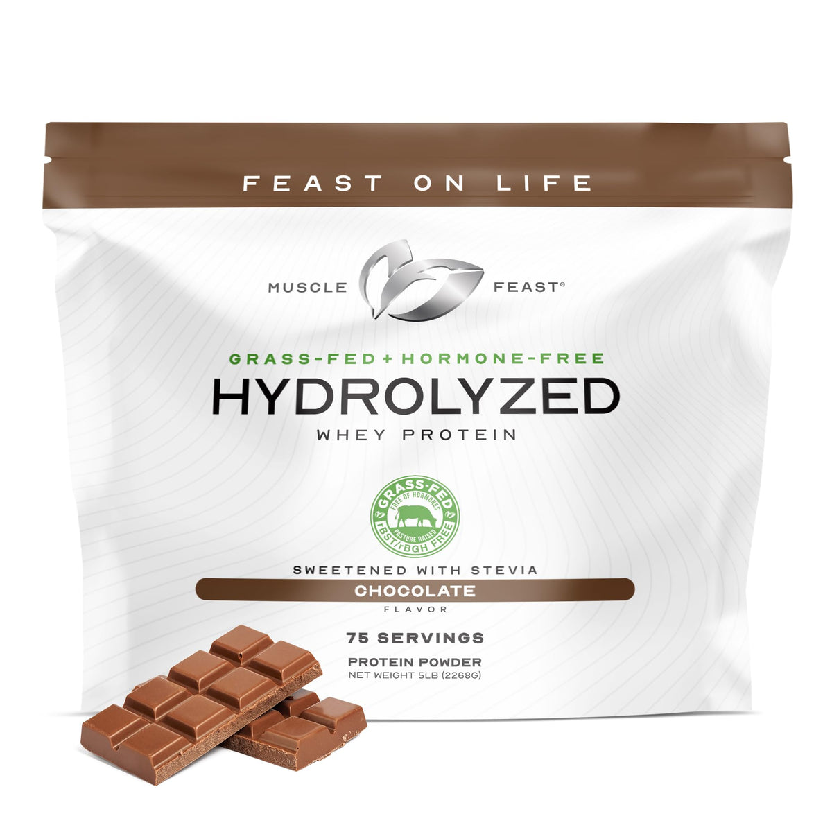 Grass Fed Hydrolyzed Whey Protein Powder, Chocolate (5lb) F339