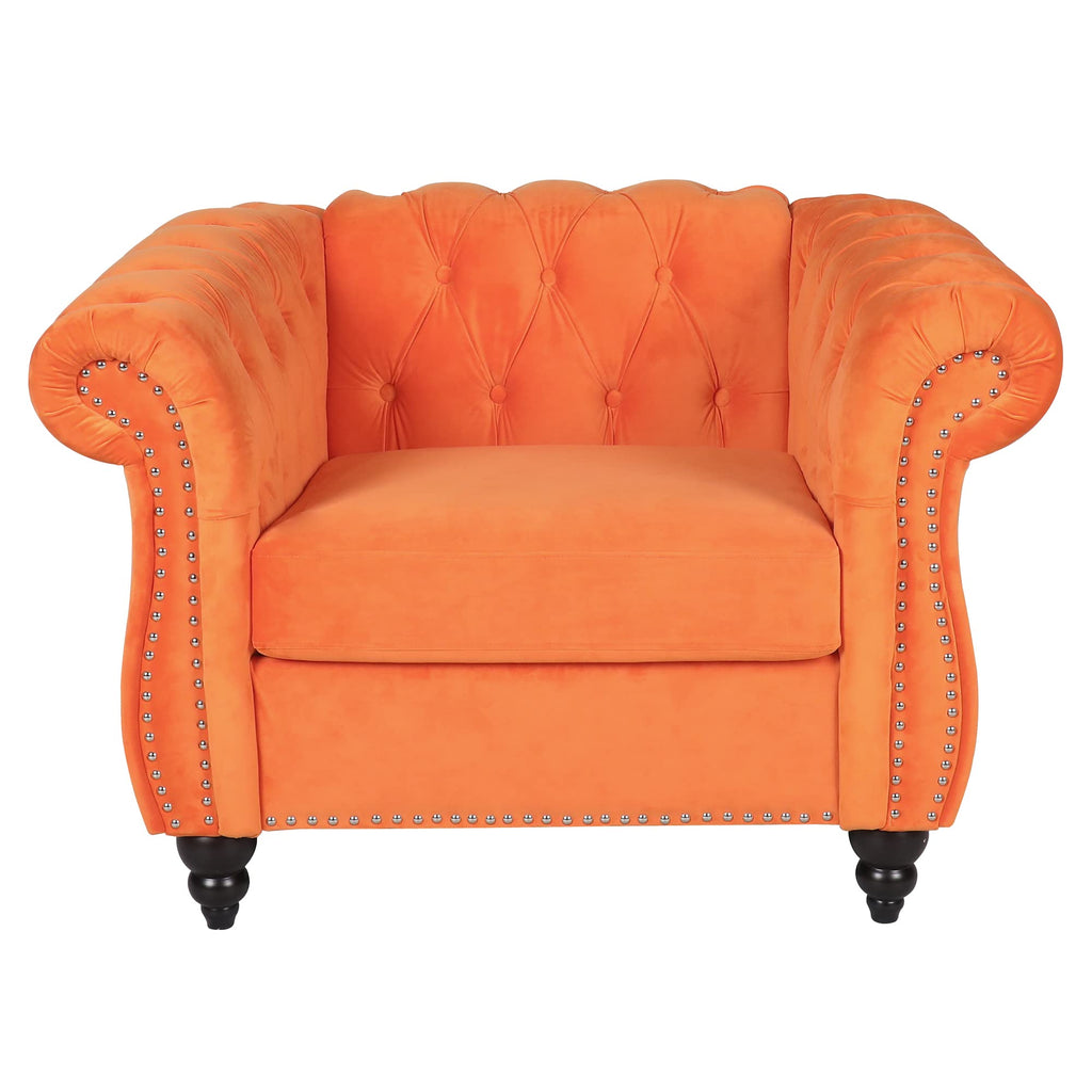 Orange Velvet Accent Chair V7079
