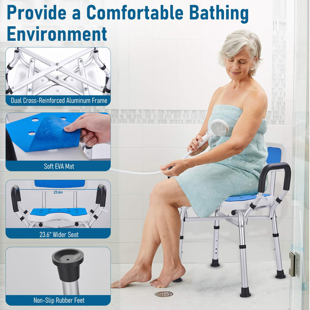 Shower Chair with Arms and Back, U-Shaped Seat X6111
