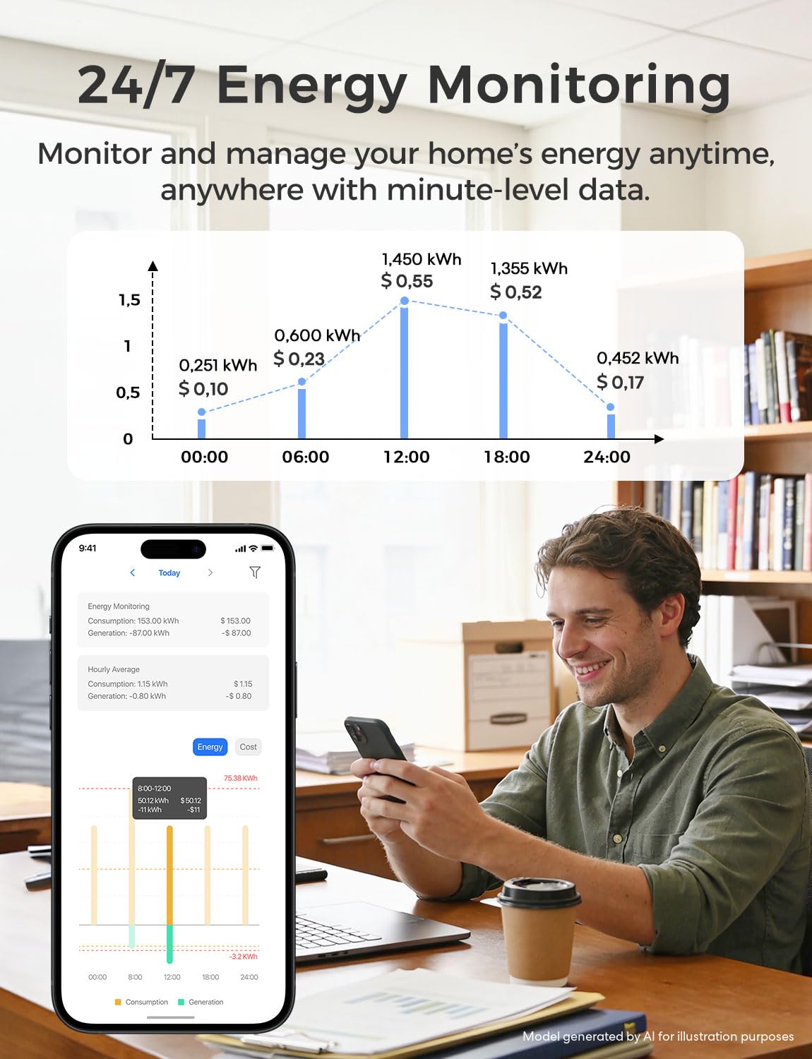 Smart Home Energy Monitor with 18 Circuit Monitoring F33863