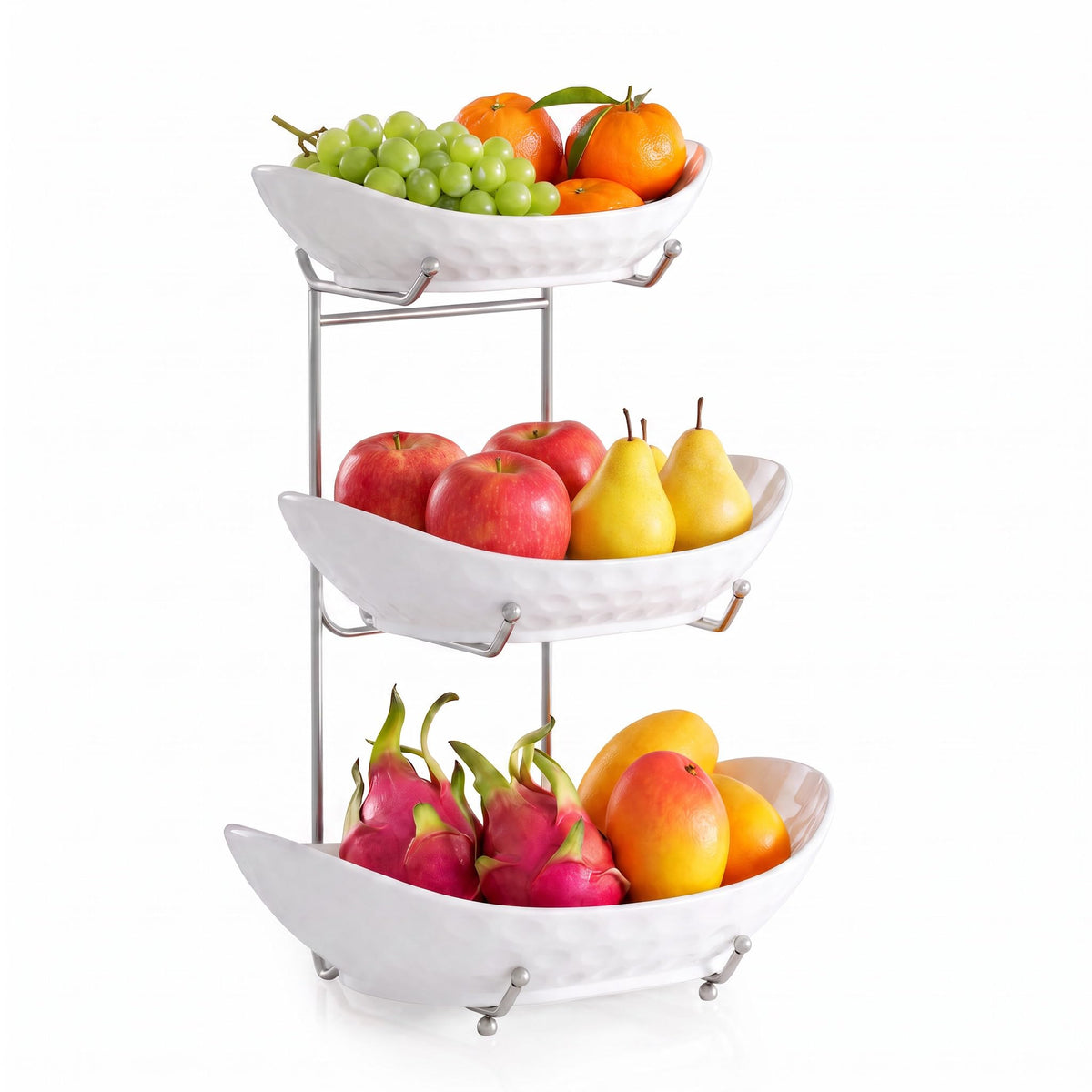 3 Tier Ceramic Fruit Bowl with Metal Rack R233