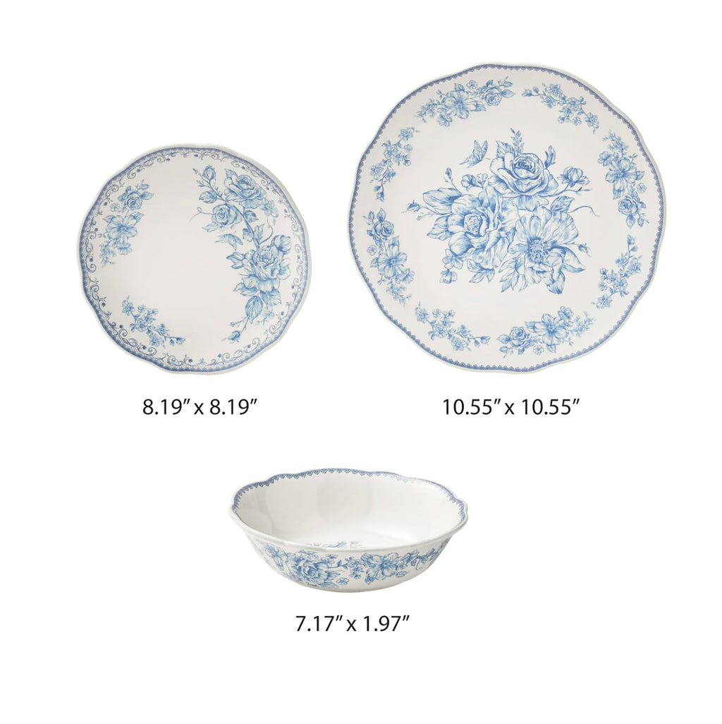 Blue 12-Piece Stoneware Dinnerware Set C354376