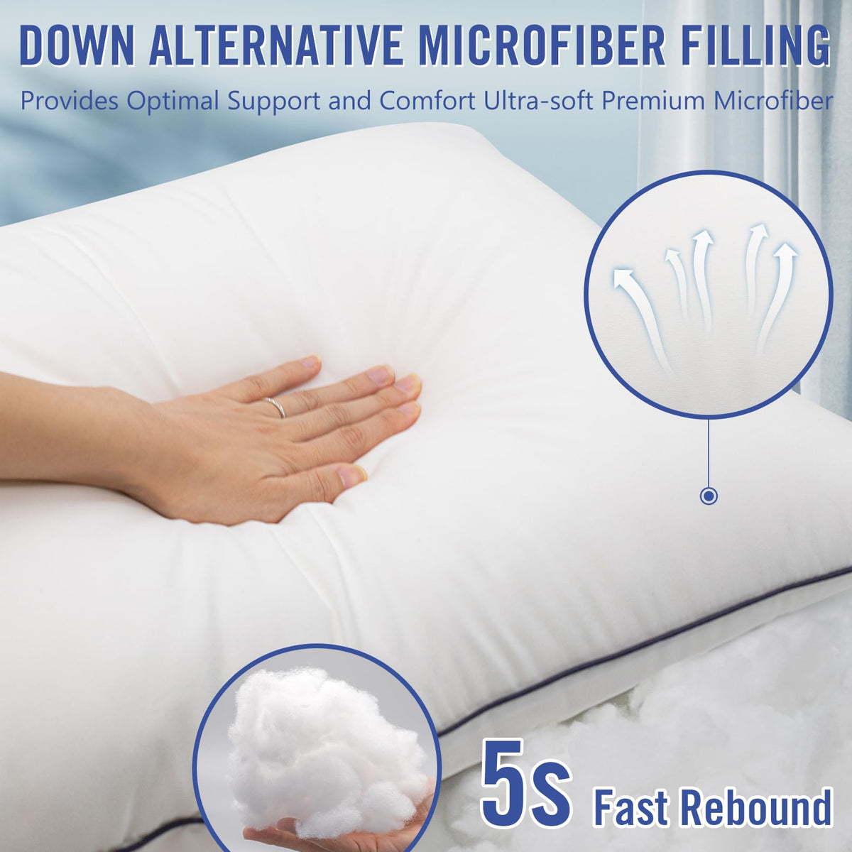 King Size Cooling Microfiber Bed Pillows Set of 2 L948