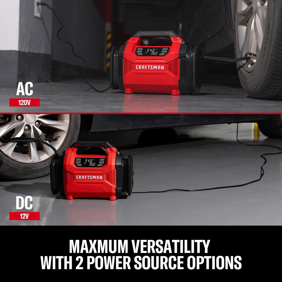 Dual Power Tire Inflator with Digital Gauge C654