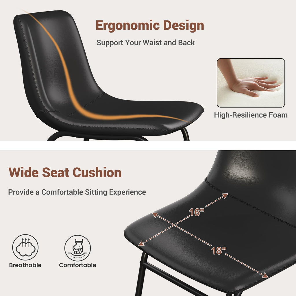 Black PU Leather Dining Chairs Set of 2 Y172860