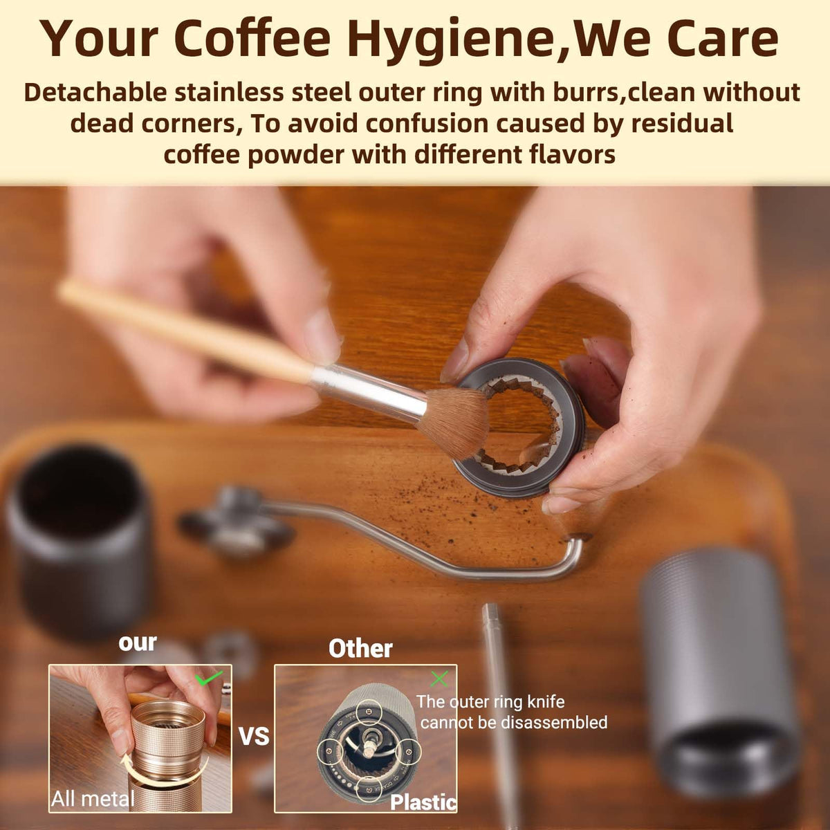 Manual Coffee Grinder with Stainless Steel Burrs A434