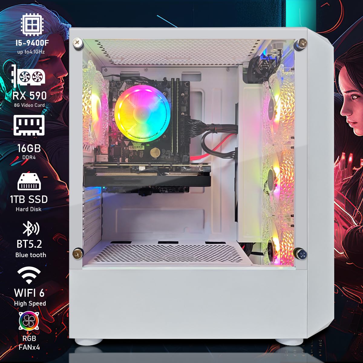 Gaming PC Bundle with 24Inch FHD LED Monitor F4589