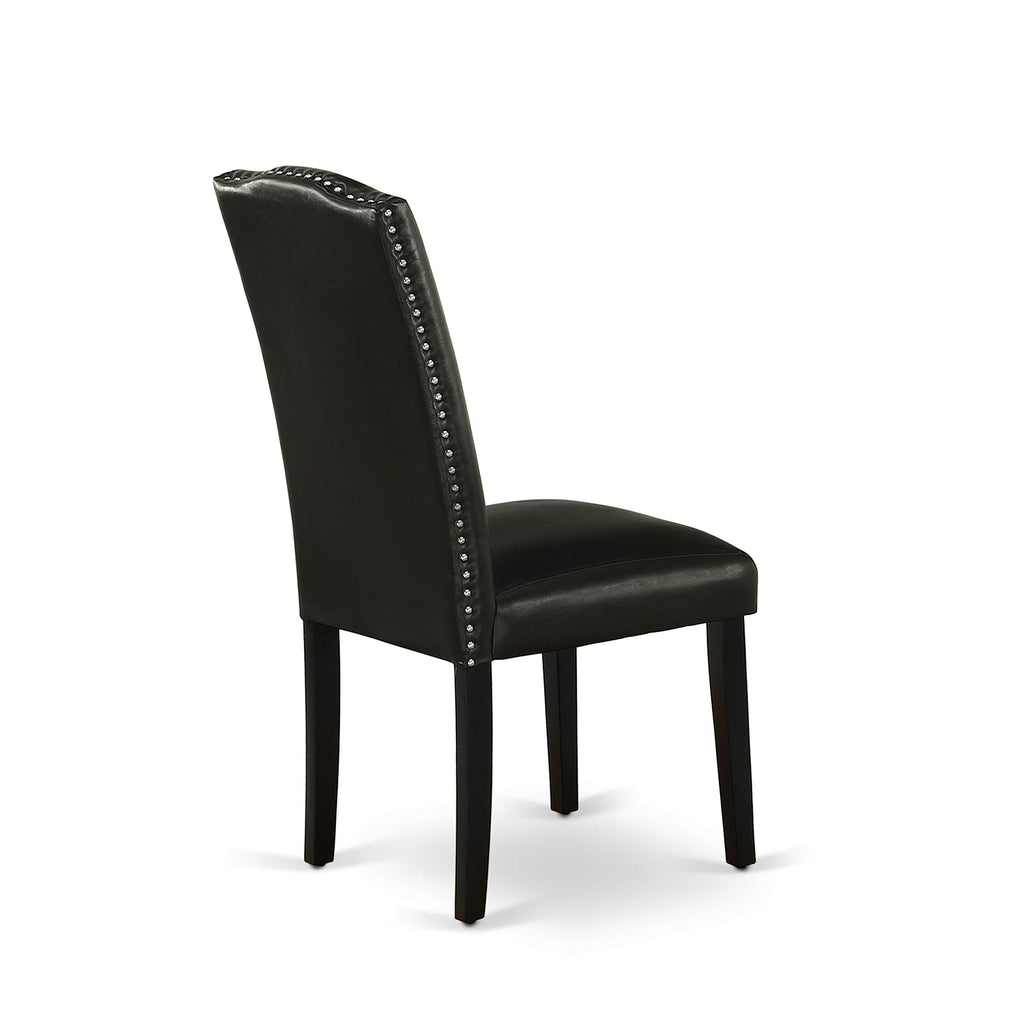 Black Faux Leather Padded Dining Chairs Set of 2 S20749