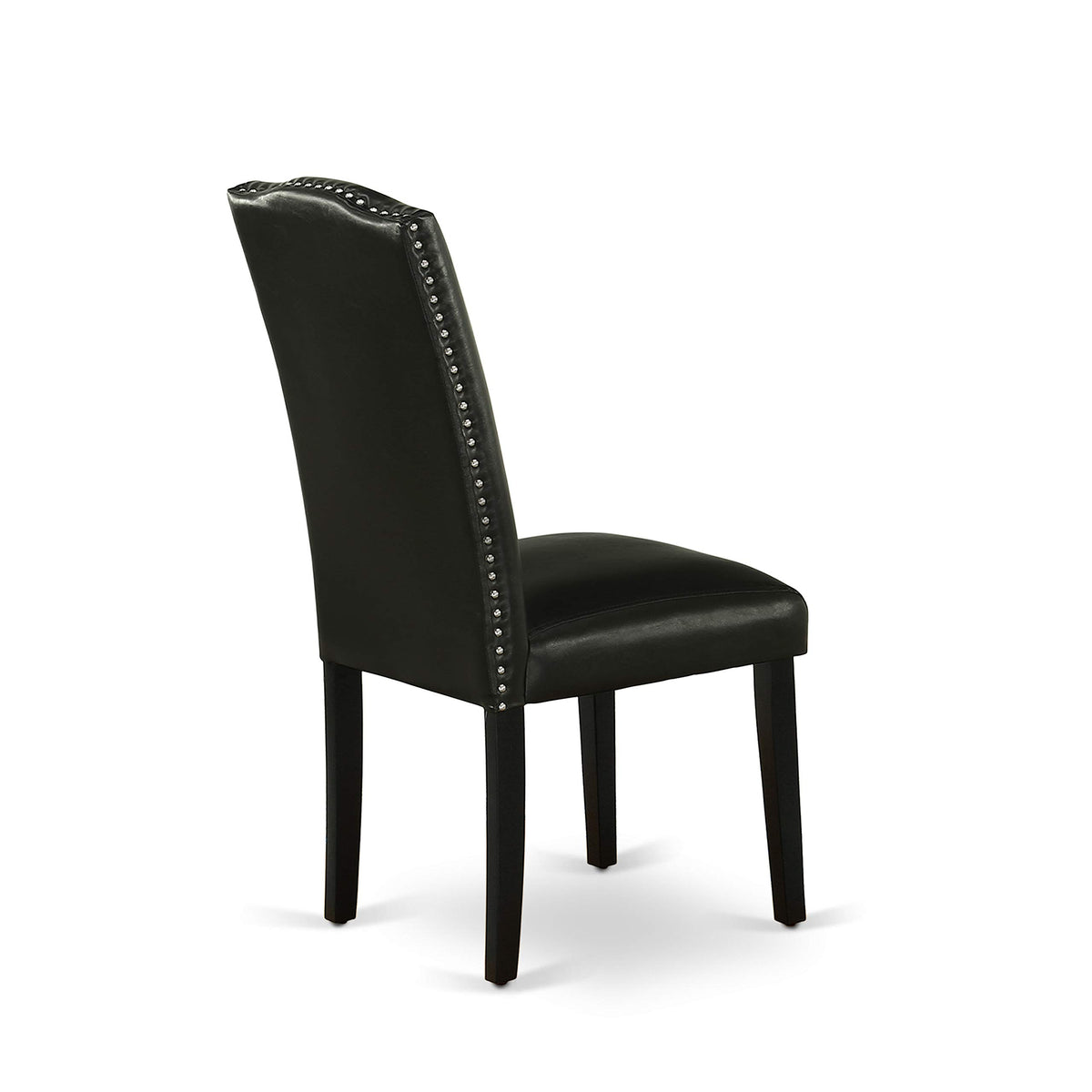 Black Faux Leather Padded Dining Chairs Set of 2 S20749
