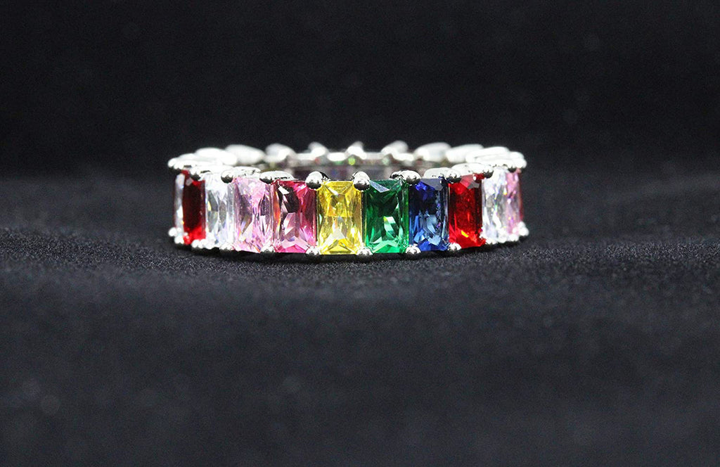 18K White Gold Plated Cubic Zirconia Eternity Ring Band N443576