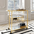 Champagne Gold Mirror Glass Metal Bar Cart N610