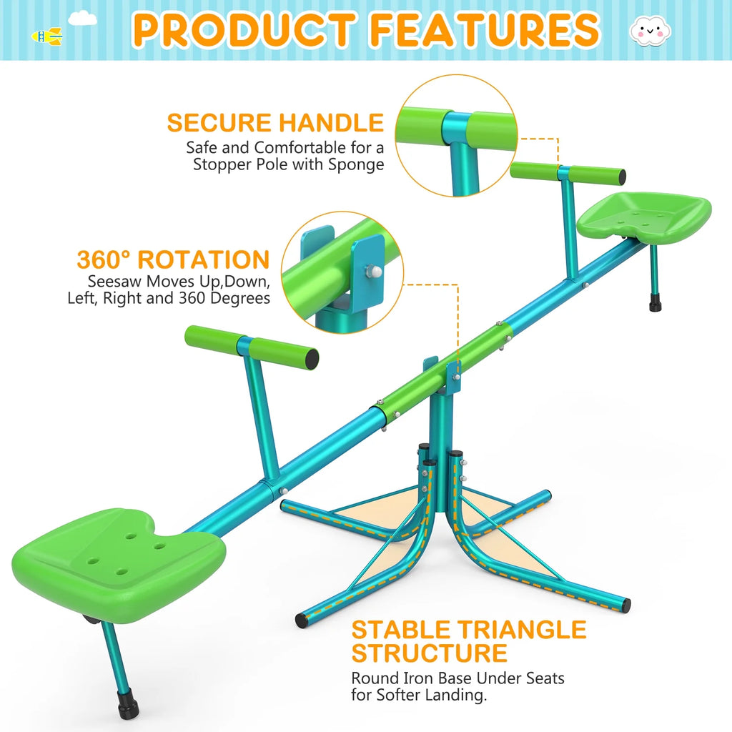 Kids Seesaw Teeter Totter with 360 Degrees Rotation Z71733