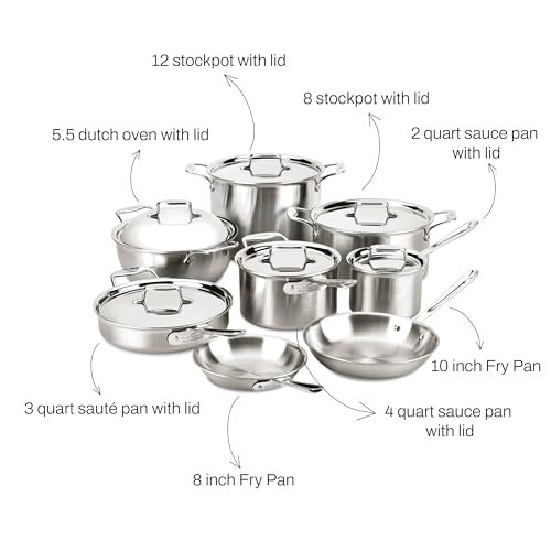 14 Piece 5-Ply Brushed Stainless Steel Cookware Set H5983