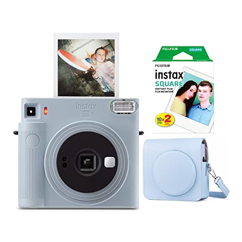Glacier Blue Instant Camera Bundle with Square Film Twin Pack and Camera Case W4855