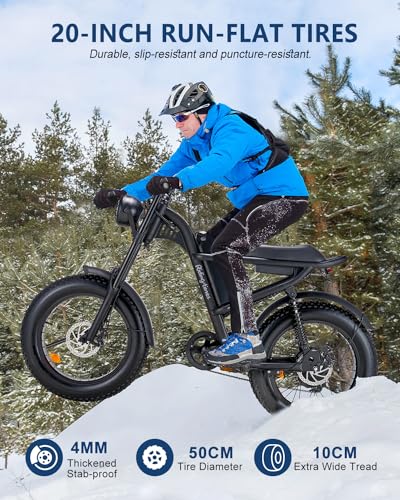 1500W Moped Style Electric Bike, 20 Inch Fat Tire, 6-Layer Full Suspension Ebike, 15.6AH Removable Battery D2615