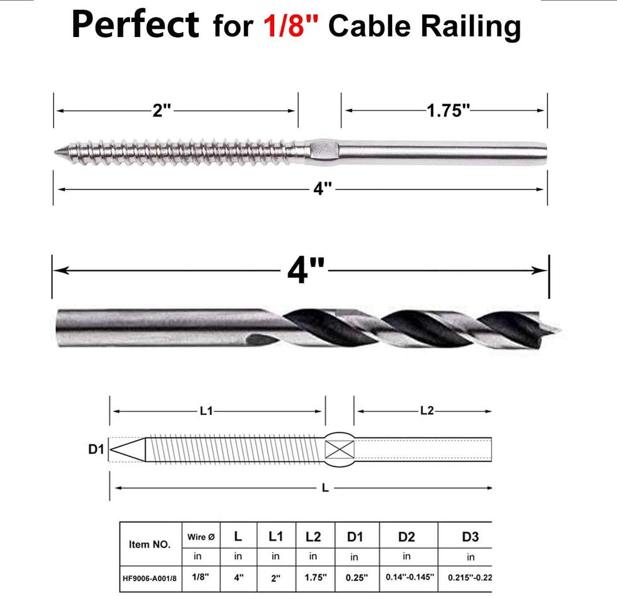 64 Pack 316 Stainless Steel Swage Lag Screws Z79000