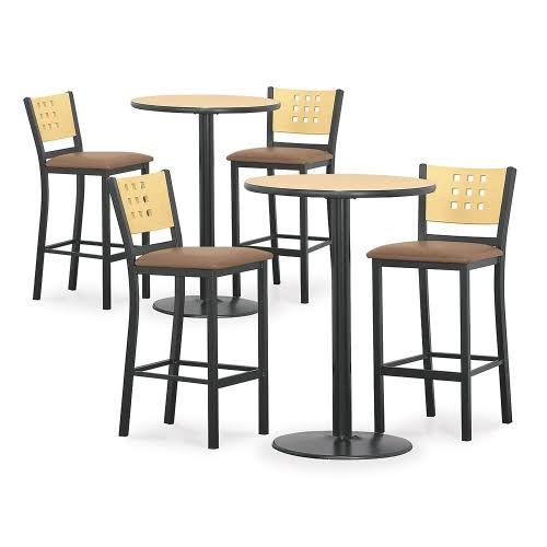 36 inch Round Bar Height Table Silver Top Black Base U7697
