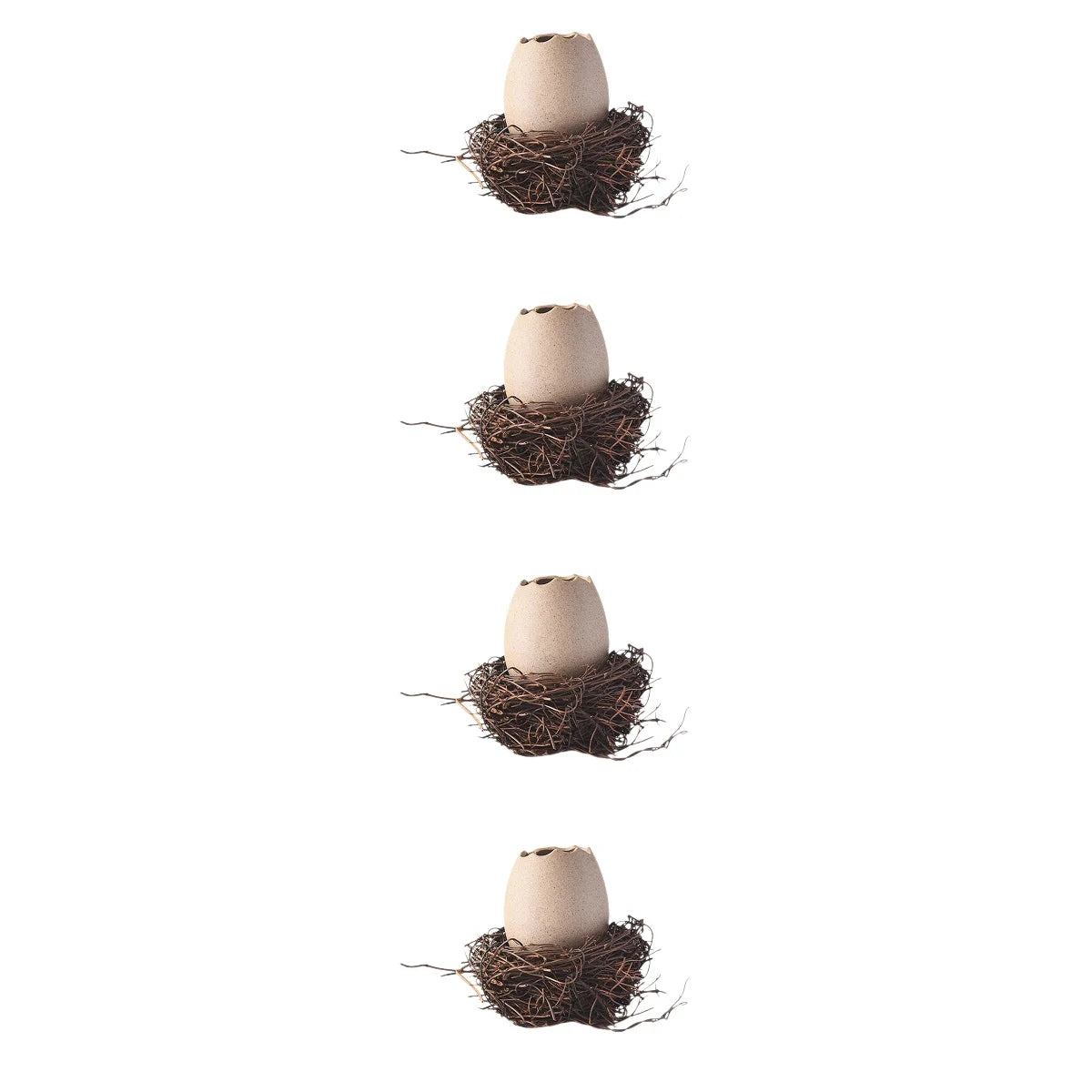 4 Sets Small Ceramic Vase Succulent Planter with Bird Nest G7193