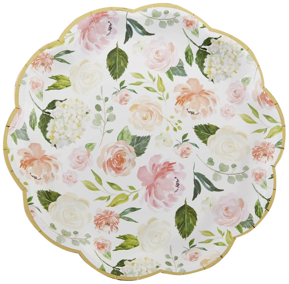Pink Floral Paper Plates (Set of 16) and Paper Cocktail Napkins (Set of 30) S216380
