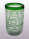 Emerald Green Spiral Blown Glass Drinking Glasses Set of 6 G8019