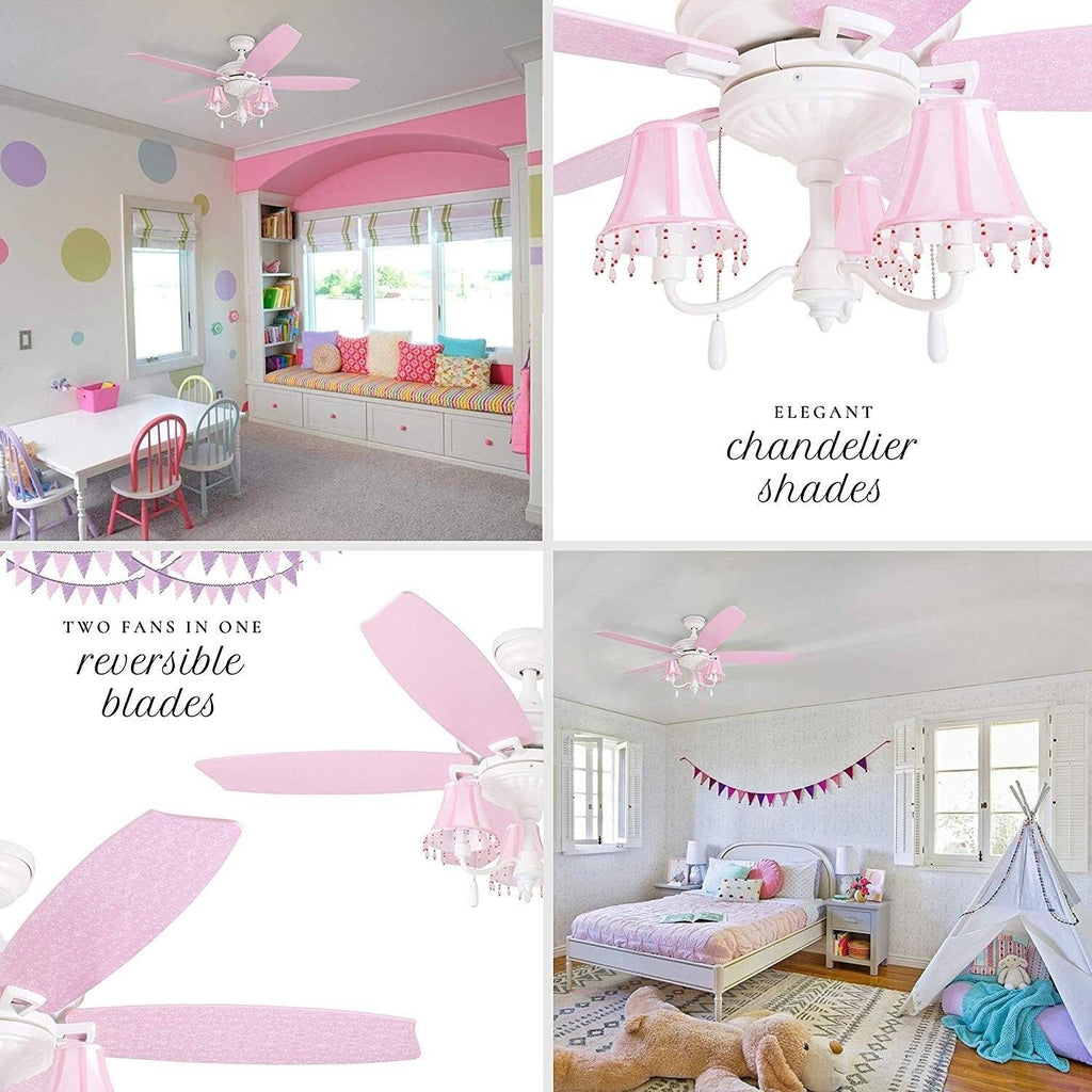 48-Inch White/Pink LED Ceiling Fan A585