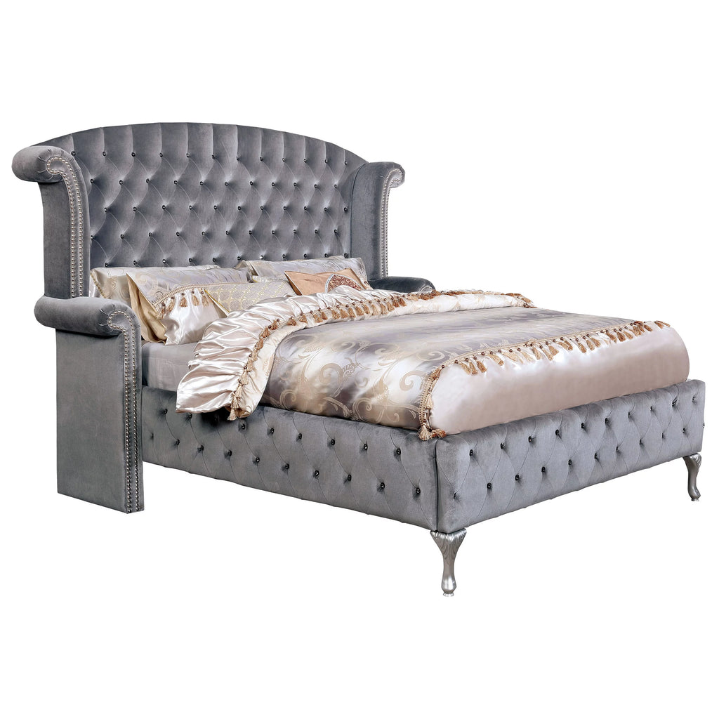 Queen Gray Platform Bed L6453