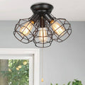 3-Light Black Semi-Flush Mount S7644
