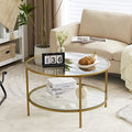 Round Glass Coffee Table with Storage C9090