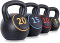 4 Piece HDPE Coated Concrete Kettlebell Set 5lb 10lb 15lb 20lb K1423