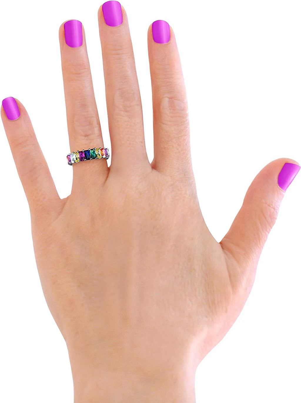 18K White Gold Plated Cubic Zirconia Eternity Ring Band N443576