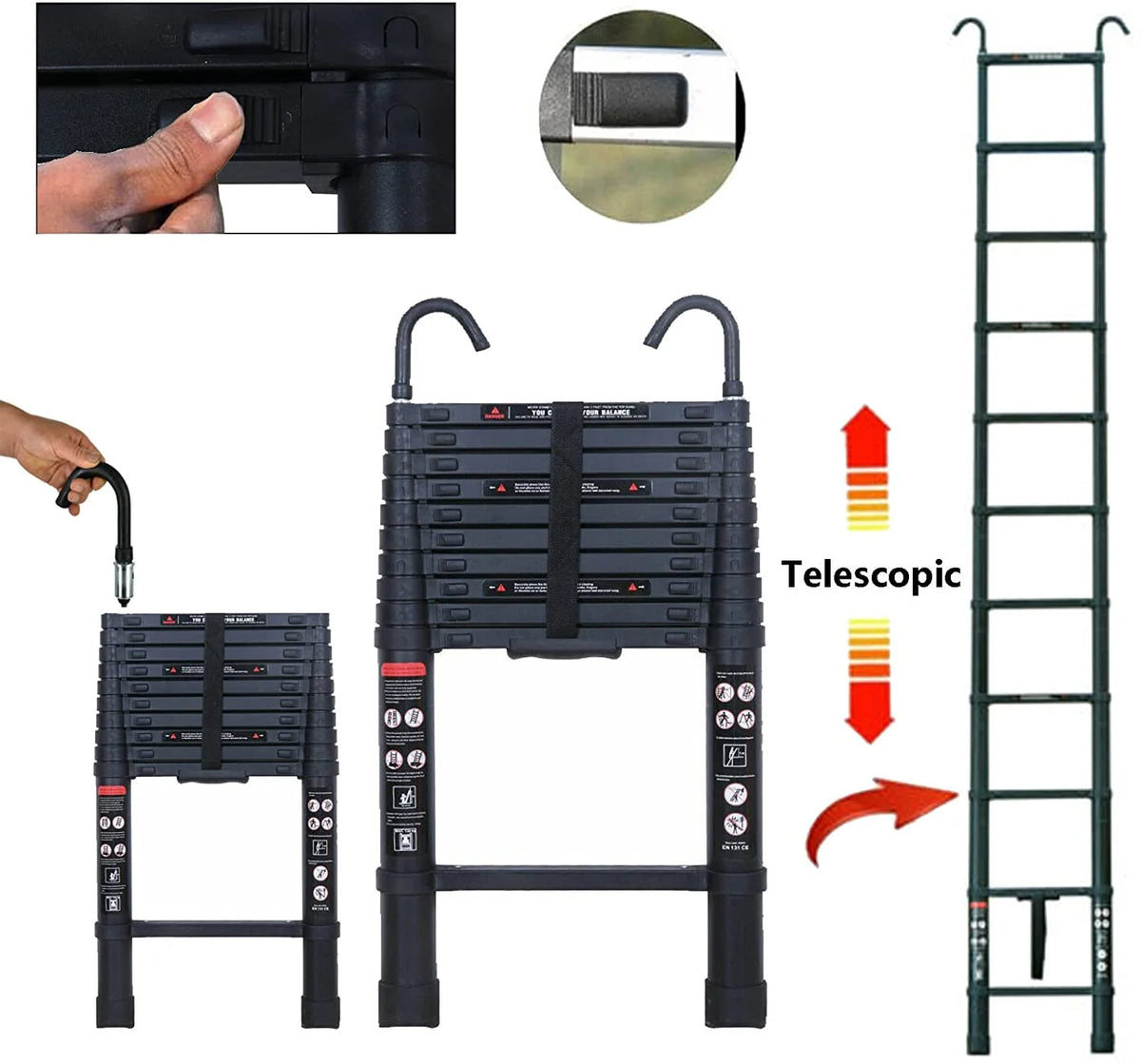 3.2 m Telescopic Ladder with Removable Hook N7633