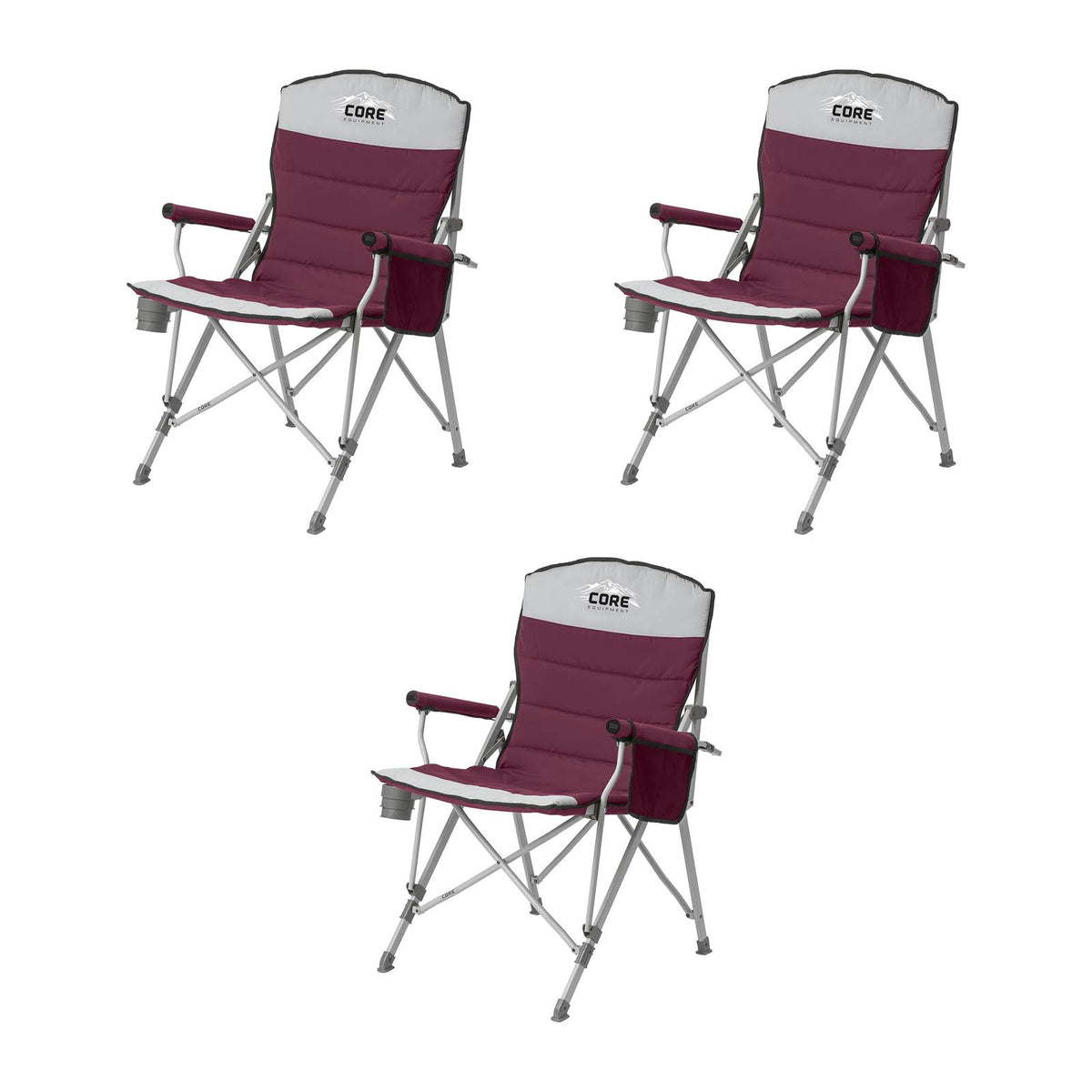 Gray 3 Pack Polyester Padded Arm Chair with Carry Bag P48101