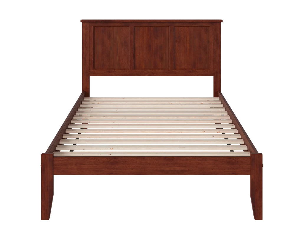 Walnut Full Solid Wood Platform Bed with Panel Headboard K408