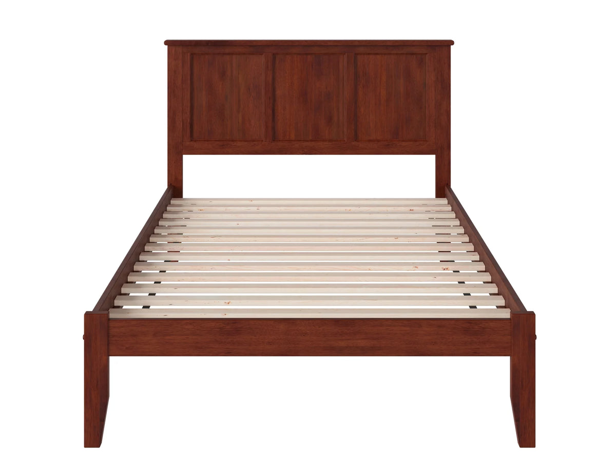 Walnut Full Solid Wood Platform Bed with Panel Headboard K408
